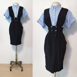 Black & White Polka Dot Pinafore | Vintage